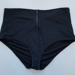 Aerie Zip Front Black Bikini Swim Bottom